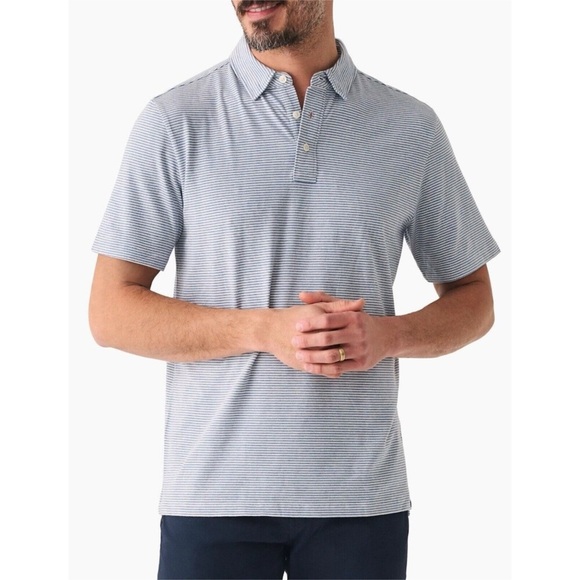 Faherty Movement Blue Stripes Mens Short Sleeve Size Small NEW - Picture 1 of 12